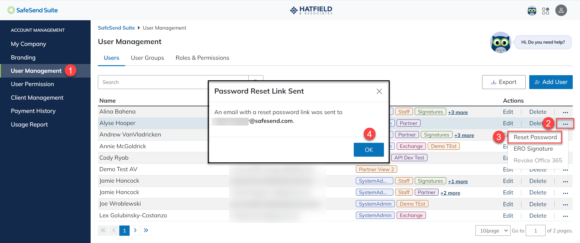 Account Management – SafeSend Returns