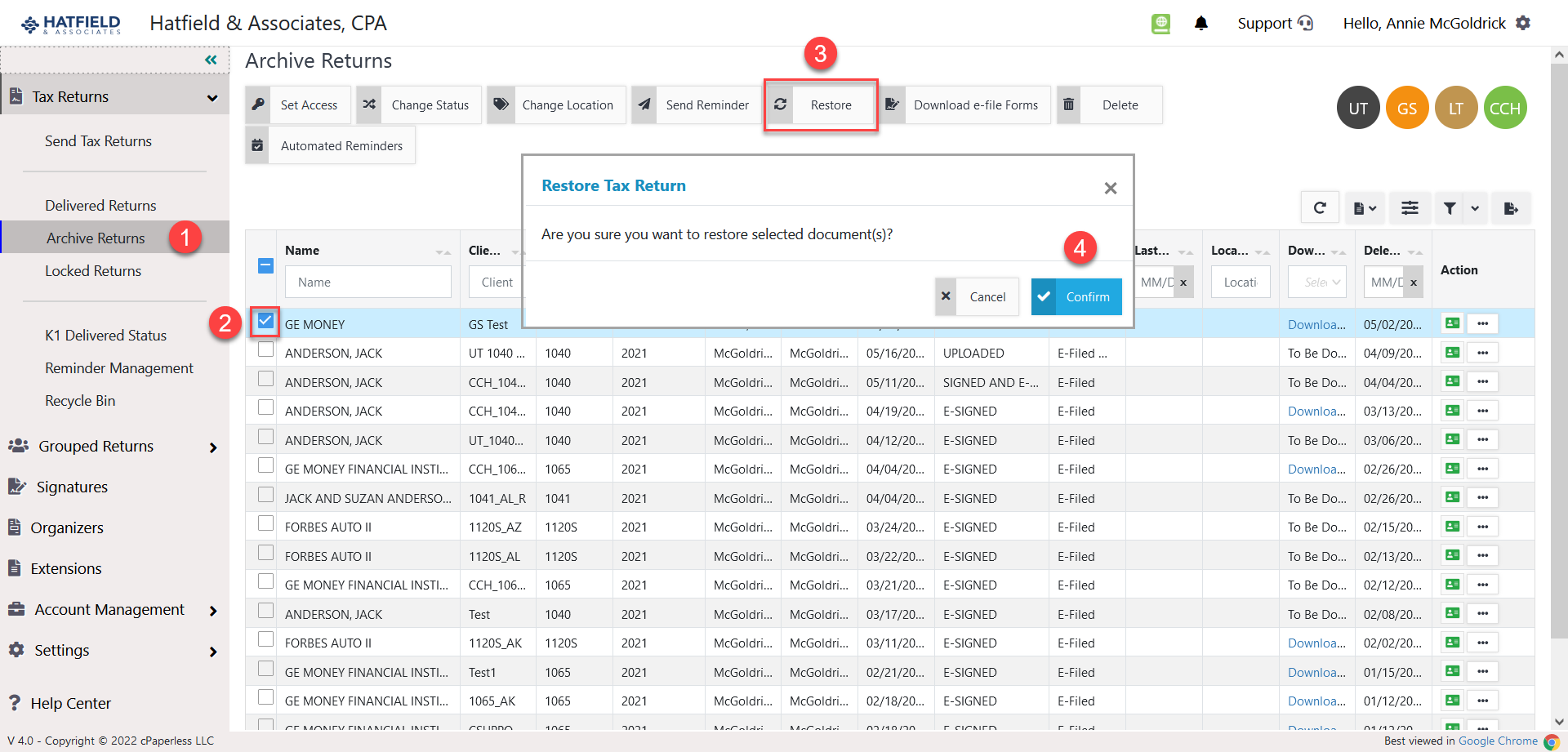 Delivered Return: Bulk Action Icons – SafeSend Returns